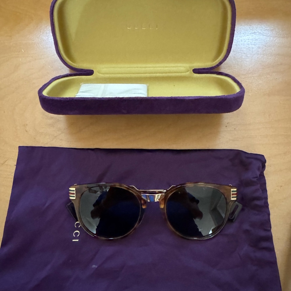Gucci Brown Sunglasses with Purple Case